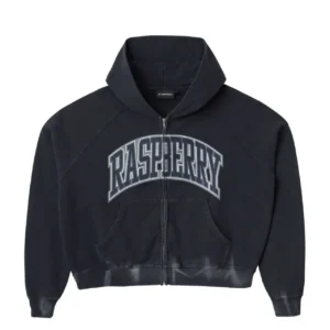 Raspberry Full Zip Up hoodie black